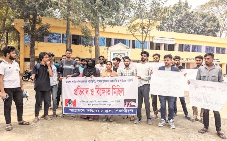 ভুঞাপুরে নৈরাজ্য, আইন শৃঙ্খলা অবনতি ও ধর্ষণের বিরুদ্ধে প্রতিবাদ ও বিক্ষোভ মিছিল