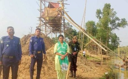 অবৈধ বালু উত্তোলনে শেরপুরের নালিতাবাড়ী কারাদণ্ড ট্রাক জব্দ