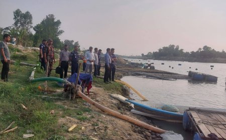 ফেনী নদীতে অবৈধভাবে বালু উত্তোলনের বিরুদ্ধে অভিযান