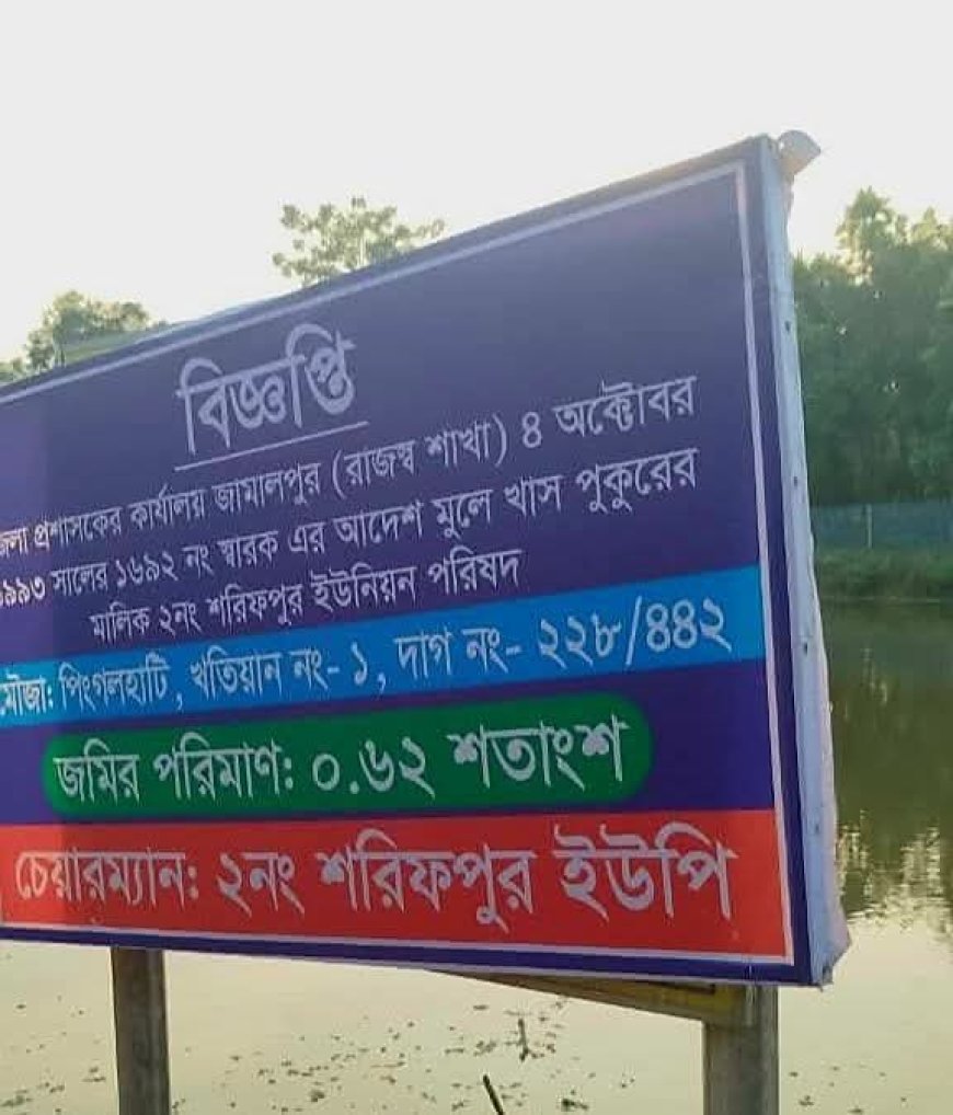 জেলা প্রশাসনের বুঝিয়ে দেয়া পুকুরে পলাতক ইউপি চেয়ারম্যানের নামে সাইনবোর্ড—ইজারাদারদের অভিযোগে তোলপাড়