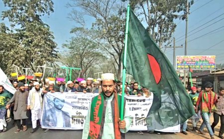 মাদারীপুরে জামায়াত সমর্থিত ১০ দলীয় প্রার্থী রফিকুল ইসলামের নির্বাচনী মিছিল অনুষ্ঠিত