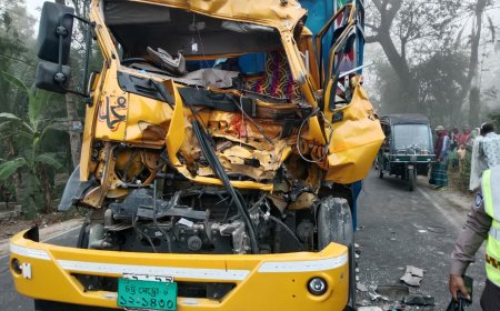 মাদারীপুরে দুই ট্রাকের সংঘর্ষে ছেলে নিহত বাবা আহত