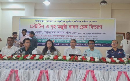 বাসাইলে ঢেউটিন ও গৃহ মঞ্জুরীর চেক বিতরণ করলেন মুক্তিযুদ্ধ বিষয়ক মন্ত্রী 