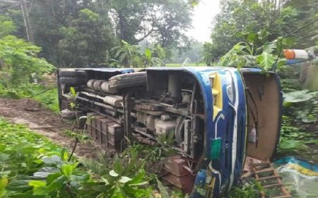 কিশোরগঞ্জে স্কুলছাত্রীকে বাঁচাতে নিয়ন্ত্রণ হারাল বাস,দূর্ঘটনায় আহত ২০