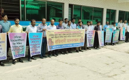 নিরাপদ কর্মপরিবেশের দাবিতে জামালপুরে ফারিয়ার মানববন্ধন