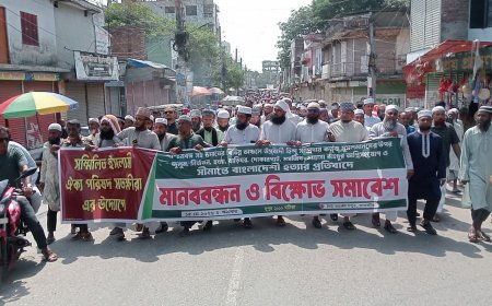 ভারতের মুসলমানদের উপর জুলুম নির্যাতন ও হত্যার প্রতিবাদে সাতক্ষীরায় মানববন্ধন ও বিক্ষোভ সমাবেশ