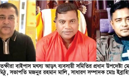 সাতক্ষীরা বাইপাস মৎস্য আড়ৎ ব্যবসায়ী সমিতির কমিটি গঠন,  প্রধান উপদেষ্টা মোঃ নাছিম ফারুক খান মিঠু, সভাপতি মজনুর রহমান মালি, সাধারণ সম্পাদক মোঃ ইব্রাহিম