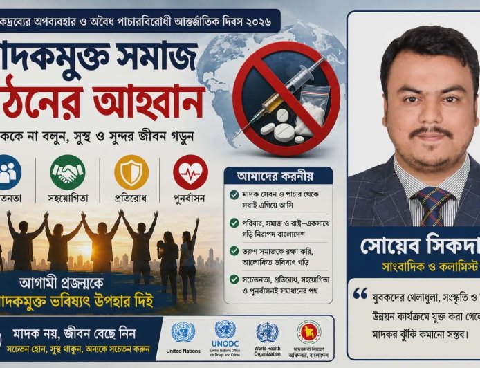 মাদকরোধে সমন্বিত উদ্যোগের প্রয়োজন ;  সাংবাদিক সোয়েব সিকদার