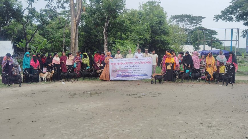 কলাপাড়ায় সিআরএসএস-এর ছাগল পেয়ে খুশি ৩০ দরিদ্র নারী